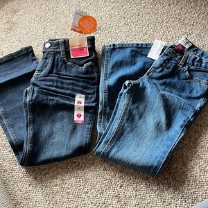 2 pairs Girls Dark Blue Bootcut Jeans - Unbranded